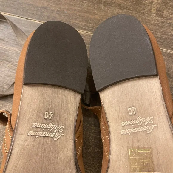 Free People brown suede flats with lace up ties size 40 9.5 womens.  Ballerina. - Picture 6 of 8